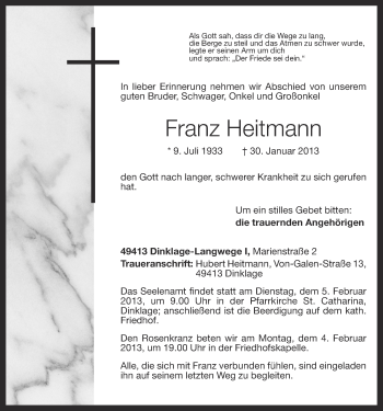 Anzeige von Franz Heitmann von OM-Medien